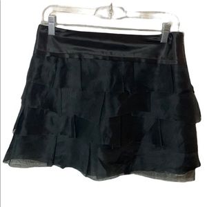 BCBG Maxazria Ruffle Silk Black Skirt